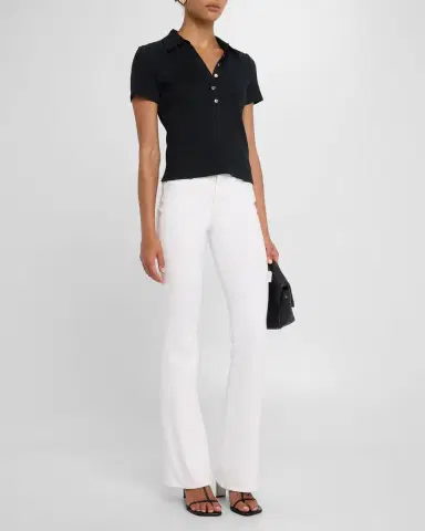Veronica Beard Kearney Short-Sleeve Polo Tee | Thumbnail 2 Veronica Beard Kearney Short-Sleeve Polo Tee | Thumbnail 2