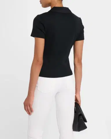 Veronica Beard Kearney Short-Sleeve Polo Tee | Thumbnail 3 Veronica Beard Kearney Short-Sleeve Polo Tee | Thumbnail 3