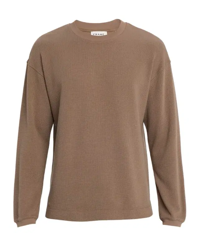 Men 's Cotton Waffle Textured Long-Sleeve T-Shirt
