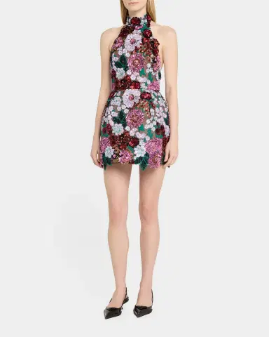 Bronx and Banco Deirdre Sequin Embroidered Halter Mini Dress | Thumbnail 4 Bronx and Banco Deirdre Sequin Embroidered Halter Mini Dress | Thumbnail 4