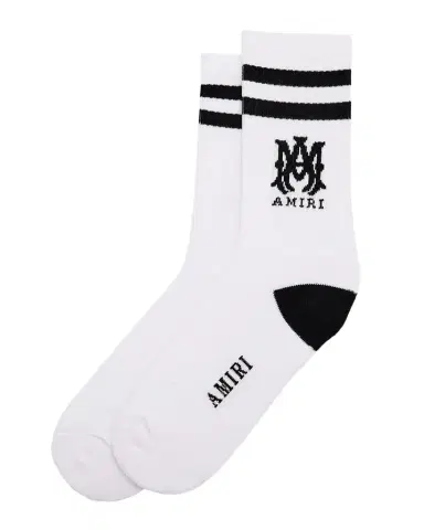 AMIRI Men's MA Double-Stripe Ribbed Crew Socks | Thumbnail 1
