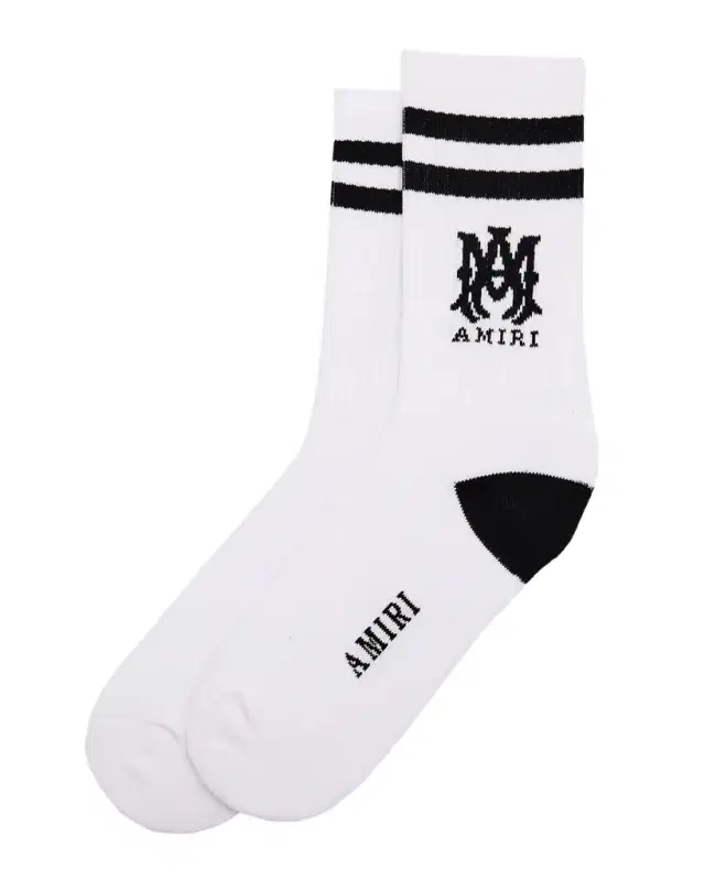 Amiri Men 's MA Double-Stripe Ribbed Crew Socks