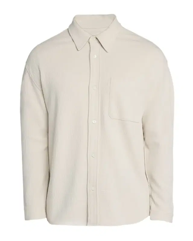 Men 's Cotton Waffle Texture Button-Down Shirt