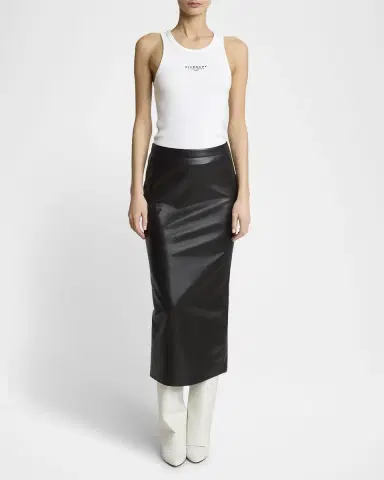 Givenchy Leather Godet-Back Midi Pencil Skirt | Thumbnail 2
