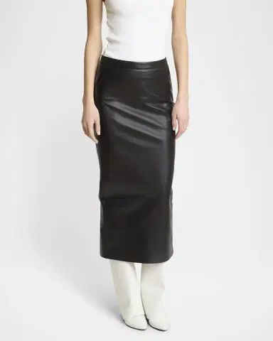 Givenchy Leather Godet-Back Midi Pencil Skirt | Thumbnail 4