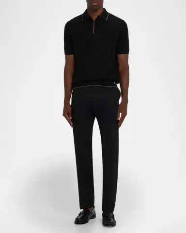 Stefano Ricci Men 's Quarter-Zip Short Sleeve Polo Sweater | Thumbnail 2