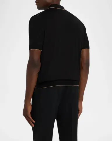 Stefano Ricci Men 's Quarter-Zip Short Sleeve Polo Sweater | Thumbnail 3