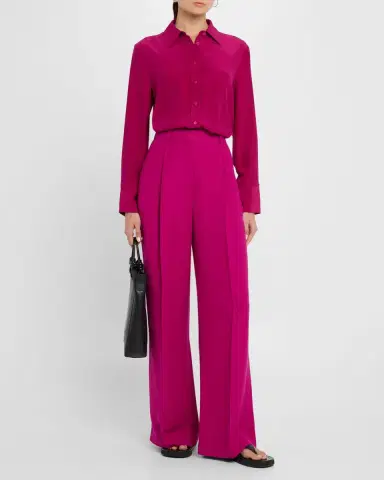 ARGENT Pleated High-Rise Twill Trousers | Thumbnail 2