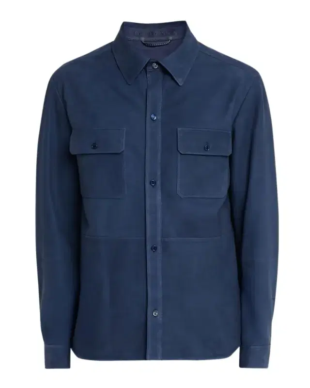 Men 's Nubuck Leather Button-Front Shirt