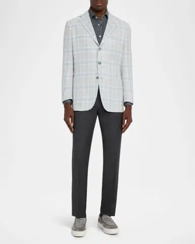 Kiton Men 's Wool Twill Flat-Front Trousers | Thumbnail 2