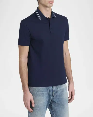 Versace Men 's Medusa-Collar Pique Polo Shirt | Thumbnail 4