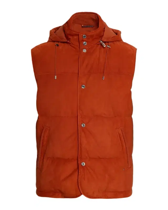 Stefano Ricci Men 's Suede Hooded Snap-Front Vest
