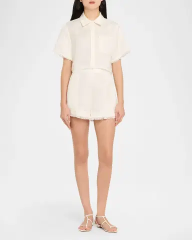 Simkhai Solange Short-Sleeve Cropped Shirt | Thumbnail 2