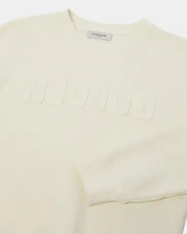 Golden Goose Kid's Golden Distressed Cotton Fleece Logo Sweatshirt | Thumbnail 3 Golden Goose Kid's Golden Distressed Cotton Fleece Logo Sweatshirt | Thumbnail 3