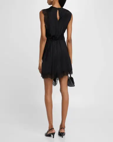 A.L.C. Dion Draped Lace-Trim Satin Mini Dress | Thumbnail 3 A.L.C. Dion Draped Lace-Trim Satin Mini Dress | Thumbnail 3