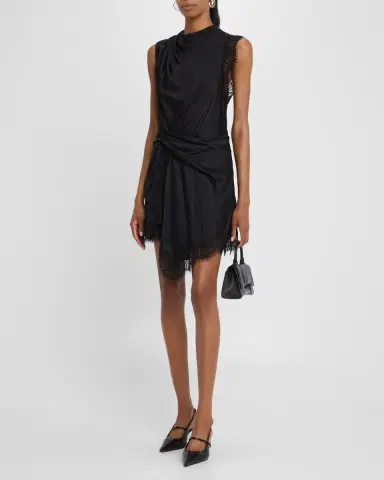 A.L.C. Dion Draped Lace-Trim Satin Mini Dress | Thumbnail 4 A.L.C. Dion Draped Lace-Trim Satin Mini Dress | Thumbnail 4