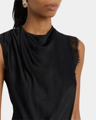 A.L.C. Dion Draped Lace-Trim Satin Mini Dress | Thumbnail 5 A.L.C. Dion Draped Lace-Trim Satin Mini Dress | Thumbnail 5