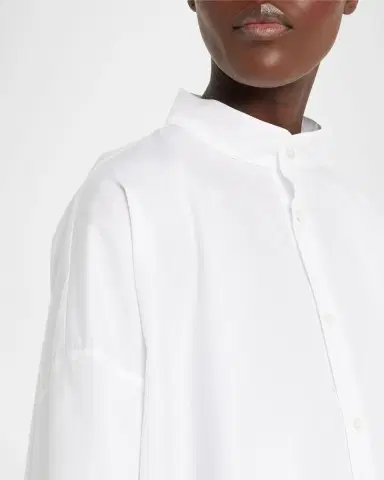 Eskandar Wide A-Line Collarless Classic Shirt (Long Plus) | Thumbnail 5