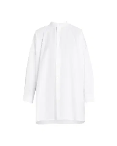 Eskandar Wide A-Line Collarless Classic Shirt (Long Plus) | Thumbnail 1