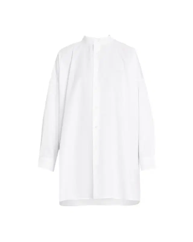 Eskandar Wide A-Line Collarless Classic Shirt (Long Plus)