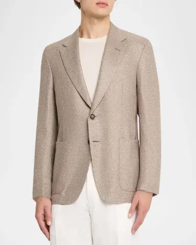 Zegna Men's Silk and Cashmere Houndstooth Notch-Lapel Sport Coat | Thumbnail 4 Zegna Men's Silk and Cashmere Houndstooth Notch-Lapel Sport Coat | Thumbnail 4