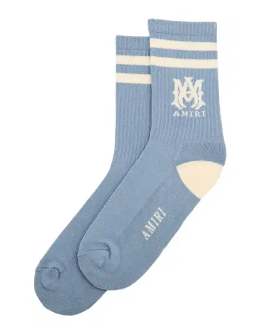 AMIRI Men's MA Double-Stripe Ribbed Crew Socks | Thumbnail 1