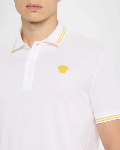 Versace Men's Pop Medusa Tipped Polo Shirt | Thumbnail 6 Versace Men's Pop Medusa Tipped Polo Shirt | Thumbnail 6