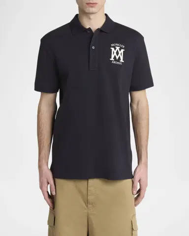 Moncler Men's Cotton Archive Logo Polo Shirt | Thumbnail 4 Moncler Men's Cotton Archive Logo Polo Shirt | Thumbnail 4