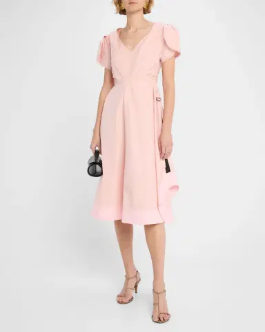3.1 Phillip Lim V-Neck Tulip-Sleeve Midi Dress | Thumbnail 2 3.1 Phillip Lim V-Neck Tulip-Sleeve Midi Dress | Thumbnail 2