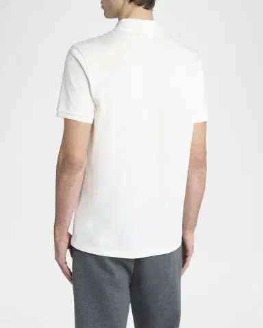 Moncler Men's Leather-Emblem Polo Shirt | Thumbnail 2