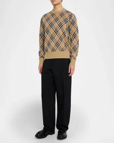 Burberry Men's Vintage Check Knit Crewneck Sweater | Thumbnail 2