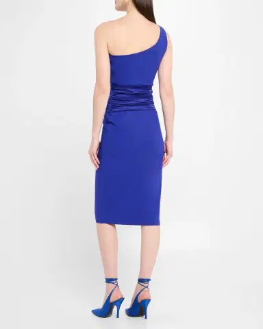 Chiara Boni La Petite Robe Ruched One-Shoulder Bodycon Satin Dress | Thumbnail 3 Chiara Boni La Petite Robe Ruched One-Shoulder Bodycon Satin Dress | Thumbnail 3