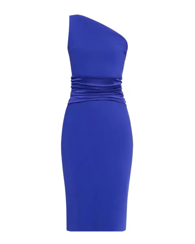 Chiara Boni La Petite Robe Ruched One-Shoulder Bodycon Satin Dress