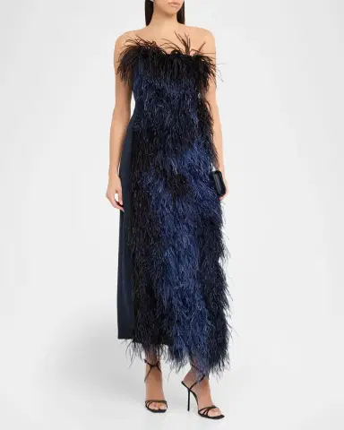 Akris Strapless Ostrich Feather Gown | Thumbnail 3