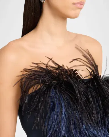 Akris Strapless Ostrich Feather Gown | Thumbnail 5