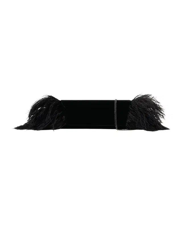Anouk Small Clutch Bag with Feather Trim