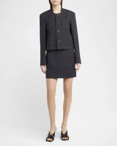 Bottega Veneta Knot-Button Light Structured Cotton Jacket | Thumbnail 2