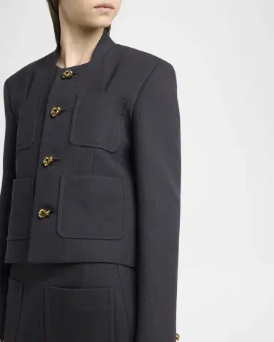 Bottega Veneta Knot-Button Light Structured Cotton Jacket | Thumbnail 5