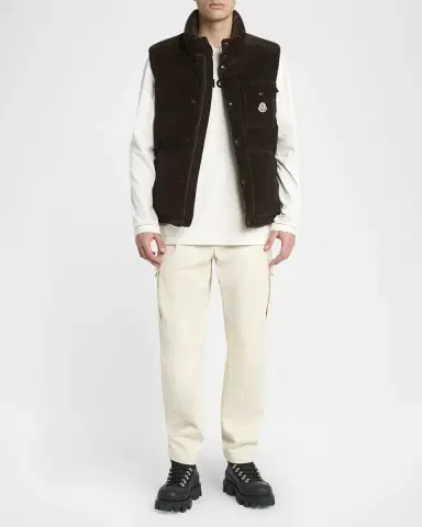 Moncler Men's Agen Full-Zip Corduroy Vest | Thumbnail 2