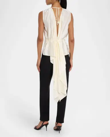 Helmut Lang Sleeveless Draped Silk Scarf Top | Thumbnail 3