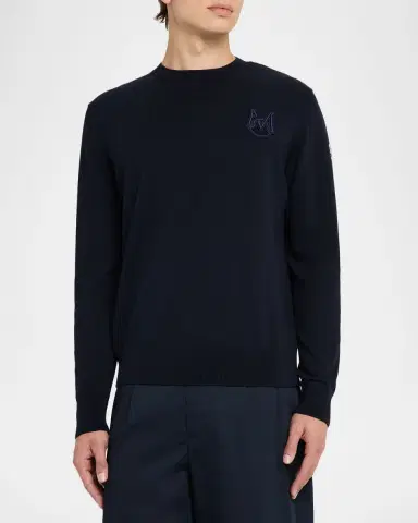 Moncler Men's Monogram Applique Crewneck Sweater | Thumbnail 4