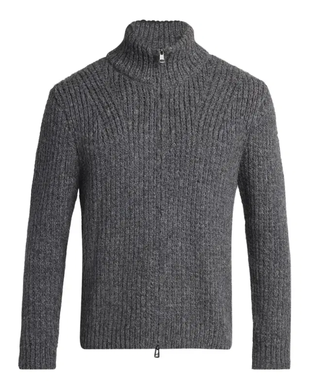 Men 's Ribbed Full-Zip Sweater