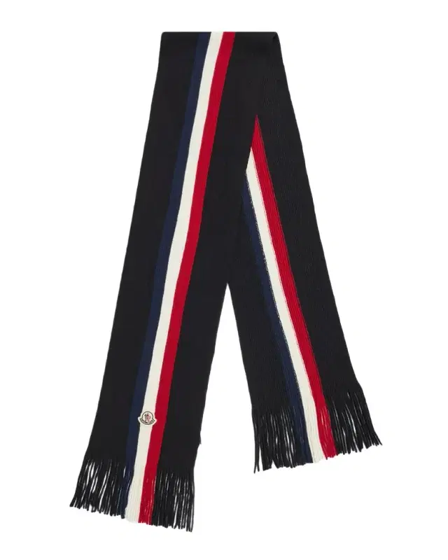 Men 's Wool Tricolor Stripe Fringe Scarf
