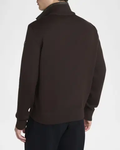 Moncler Men's Wool and Suede Snap-Front Cardigan | Thumbnail 3