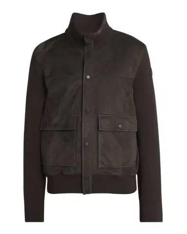 Moncler Men's Wool and Suede Snap-Front Cardigan | Thumbnail 1