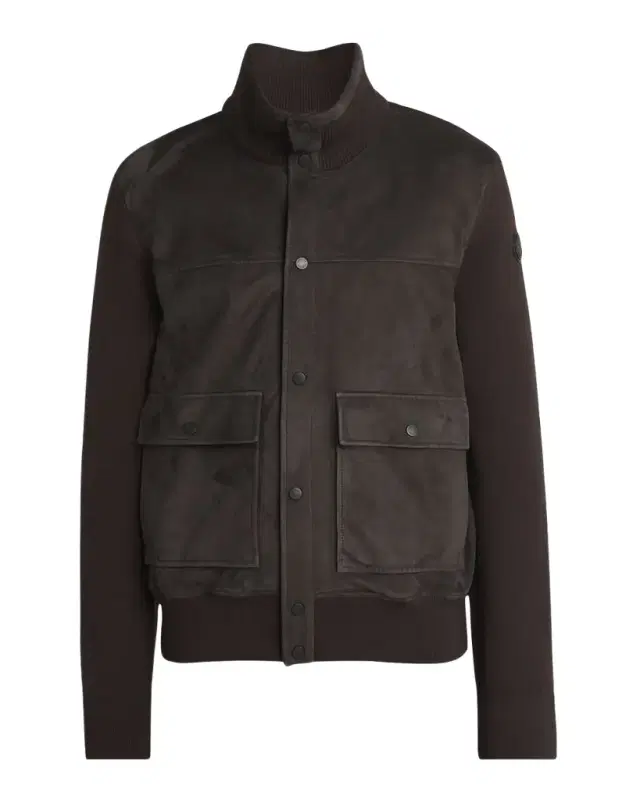 Moncler Men 's Wool and Suede Snap-Front Cardigan