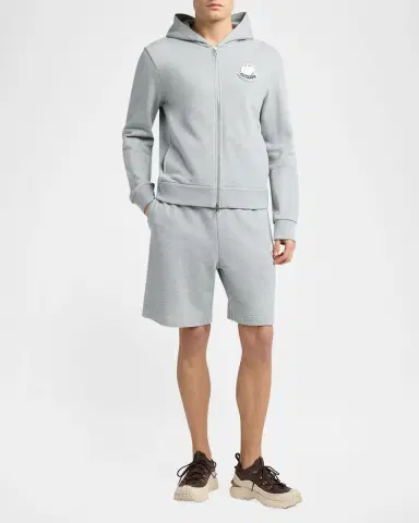 Moncler Men's Chenille-Logo Full-Zip Hoodie | Thumbnail 2 Moncler Men's Chenille-Logo Full-Zip Hoodie | Thumbnail 2