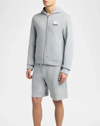 Moncler Men's Chenille-Logo Full-Zip Hoodie | Thumbnail 4 Moncler Men's Chenille-Logo Full-Zip Hoodie | Thumbnail 4