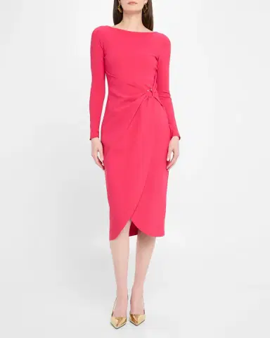 Chiara Boni La Petite Robe Gathered Bateau-Neck Midi Sheath Dress | Thumbnail 2 Chiara Boni La Petite Robe Gathered Bateau-Neck Midi Sheath Dress | Thumbnail 2