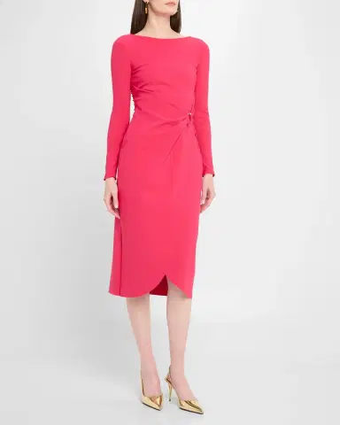 Chiara Boni La Petite Robe Gathered Bateau-Neck Midi Sheath Dress | Thumbnail 4 Chiara Boni La Petite Robe Gathered Bateau-Neck Midi Sheath Dress | Thumbnail 4